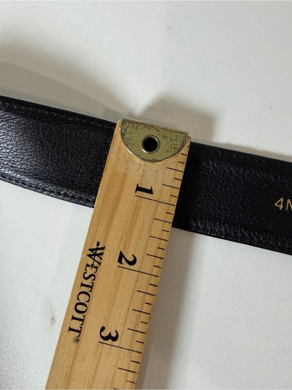 Oscar de la Renta USA Small Genuine Leather Black Bow Tie Gold Tone Belt Cute - Picture 12 of 13